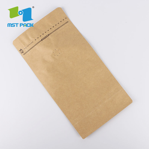 Custom Trykt Craft Paper Flat Bottom Coffee Pouch