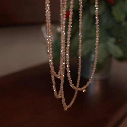 Mini Gold Bead Pendant Pearl Collarbone Chain Necklace