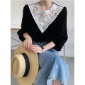 women's autumn french court style lace top