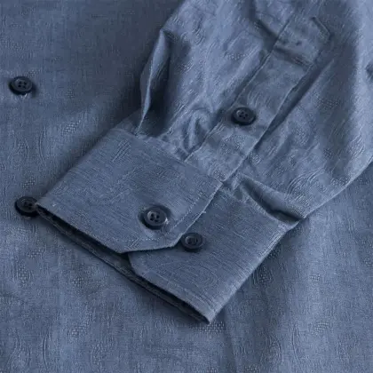 Men's Dark Blue Business Long Sleeve Formal Shirt