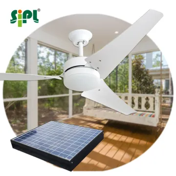 Super Quiet 90W Rechargeable Solar Powered Ceiling Fan with Light