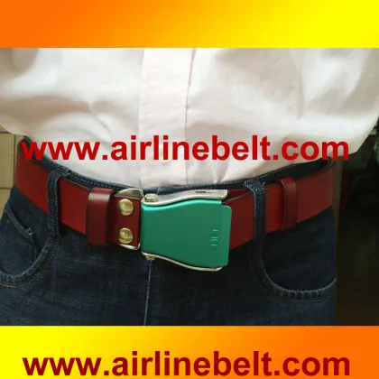Top grade airplane buckle leather belt