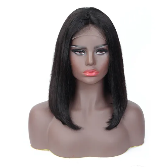 Fashion Design 8 Inch Peruvian Human Hair Lace Front Closure Short Bob Wig Wholesale Straight Human Hair Bob Peruvian Wigs