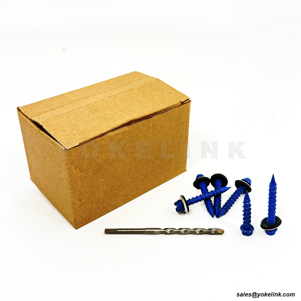 Blue Concrete Masonry Screws with EDPM Washer (7)
