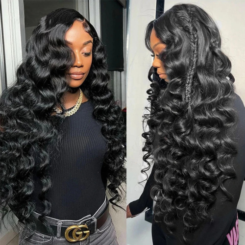 Raw Brazilian 100 Human Hair Bundle With Lace Closure Double Weft Full Cuticle Aligned Hair Bundles With Lace Frontal Loose Wave