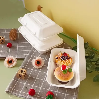 Custom Green Fast Food Trays: Disposable Eco Pulp Tableware 9 Inch