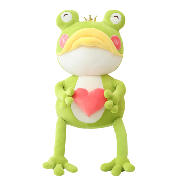 Custom Soft Stuffed Frog Plush Pillow Toy with Heart - Valentine's Day Gift for Girls