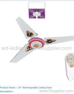56" Solar Rechargeable Ceiling Fans