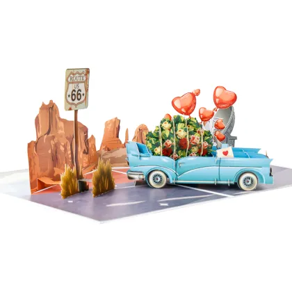 3D Happy Anniversary Car Greeting Card