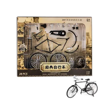Wholesale 28pcs Bike Model Accessories: 1:10 Scale Metal DIY Assembly Retro Die-Cast Bicycle Toy