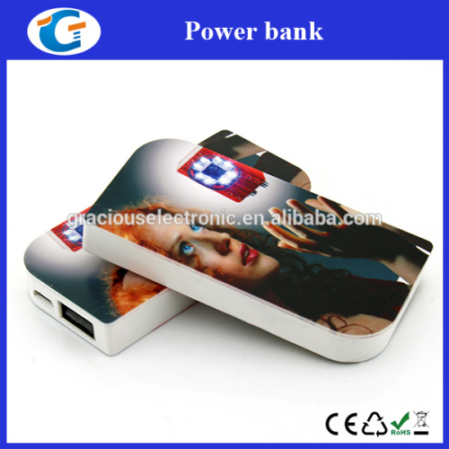 2000mah mini rechargeable portable power bank with full color printing for Corporate giveaways