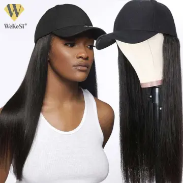 Fashionable Baseball Hat Wigs Straight Hair Wig Vendors,8-40 Inch Cheap Virgin Brazilian Human Hair Wig With Hats