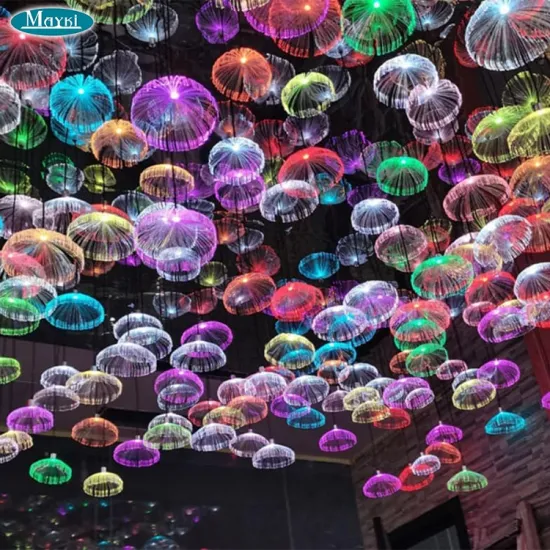 Hanging Fiber Jellyfish LED Light - Decorative Pendant Lamp