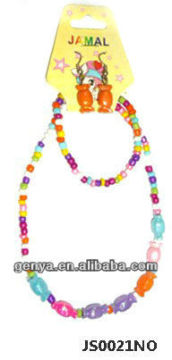 Kids jewelry set necklace and bracelet set with colorful beads