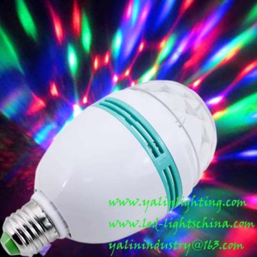 rotating RGB LED bulb light, E27 B22 full color DJ disco party lighting