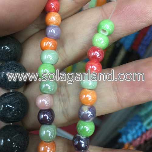 6MM 8MM 10MM 12MM AB Color Porcelain Ceramic Beads Charms