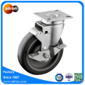 5-Inch PU Wheel Swivel Plate Casters dengan Penguncian Rem Atas