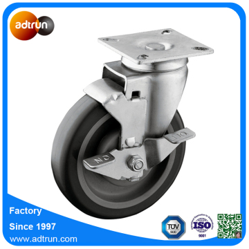 5-Inch PU Wheel Swivel Plate Casters with Top Lock Brake