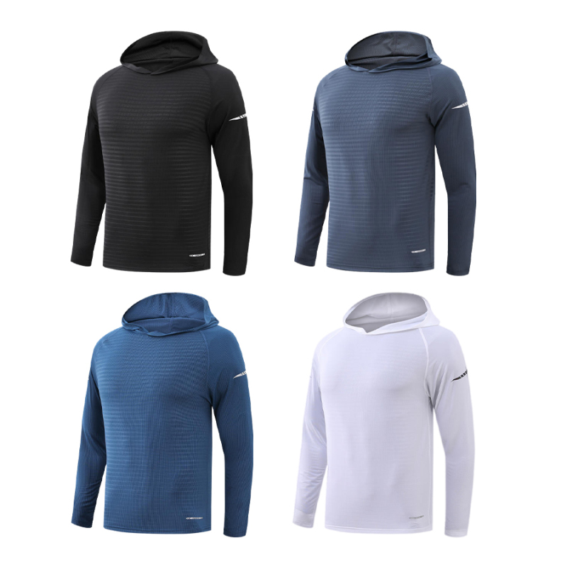 Men Breathable Long Sleeve Polyester hoodie Shirt