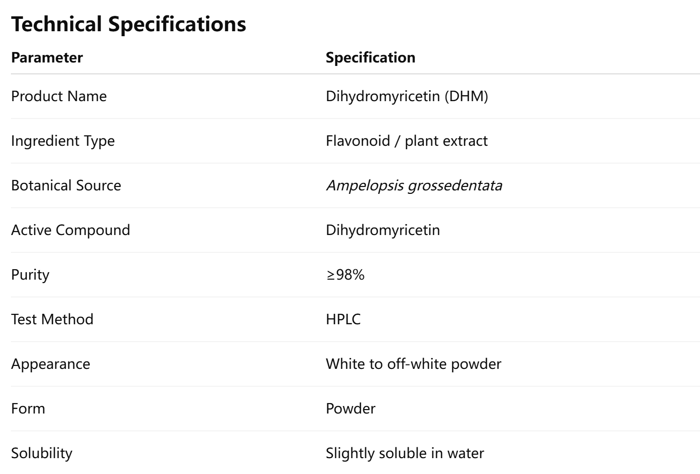 Food Grade Dihydromyricetin Powder