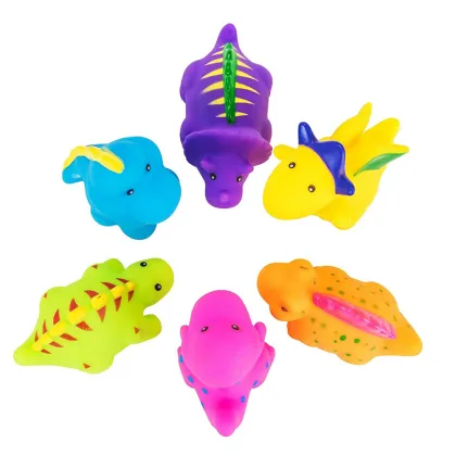 Bath Toys Bathroom Toys For Kids Rubber 6Pcs Silicone Dinosaur Baby Bath Toys Cute Animal Water Bathing Shower Fun Toy #20