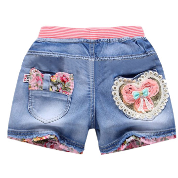 New Summer Kids Short Denim Shorts For Girls Fashion Girl Short Princess Jeans Children Pants Girls Shorts Flower Girls Clothing