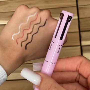 Pen de maquillaje de etiqueta privada 4-en-1: ceja, delineador de ojos, resaltado, lápiz de delineador de labios