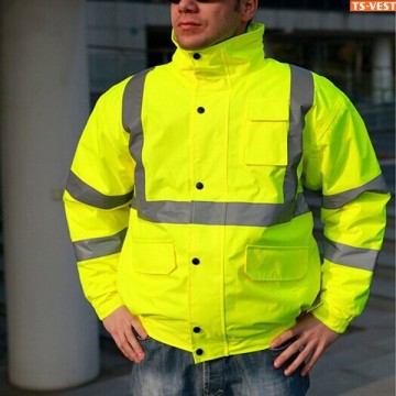 Waterproof reflective jacket rain coat reflective green rainsuit