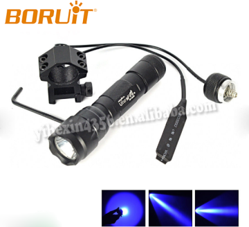 Hunting Flashlight Led Torch With Blue Light & Gun clip & Rat Tail Switch