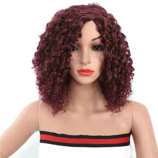 MYZYR own brand synthetic wig cheap heat-resistant synthetic wig three colorssynthetic curly hair wigFuchsia