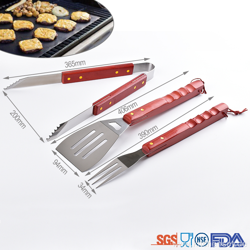 bbq grilling tool wooden handle bbq tools set