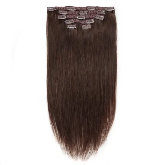 Hot Selling Quad Weft Clip In Hair Extension Brown Color silky Straight Smooth 3pcs/lot