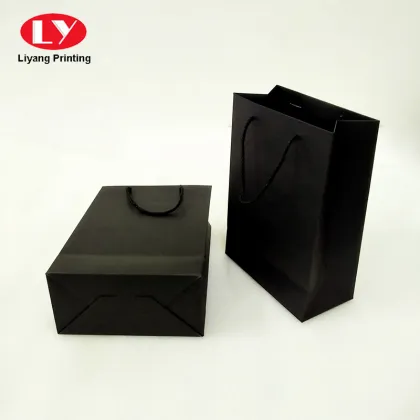 Printing and Packaging Luxury Black Shopping Paper Bag