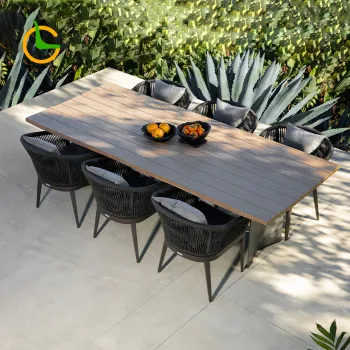 Modern Rattan Weaving Patio Dining Table Set for Events and Outdoor Living