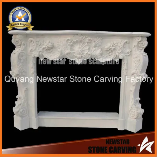 White Stone Fireplace Mantel Marble Fireplace Surround