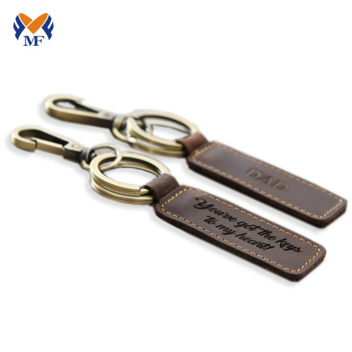 Genuine Leather Hook Keychain Ring For Men