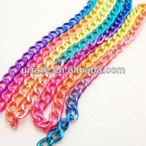 Fluorescent Neon Aluminium Jewelry Necklace Curb Link Chain