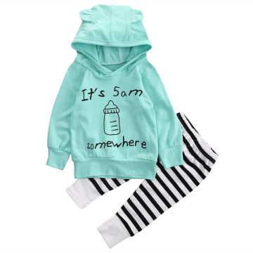 Citgeett kids Autumn style infant clothes baby clothing sets Long Sleeve Cotton Hooded Tops Jacket +Striped Pants Outfit Set