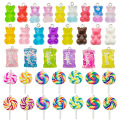 Resin glitter bear charms bulk jewelry accessories