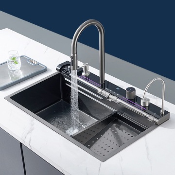 Blue Whale Waterfall Kitchen Faucet: Easy Clean Multi-function Digital Display Faucet