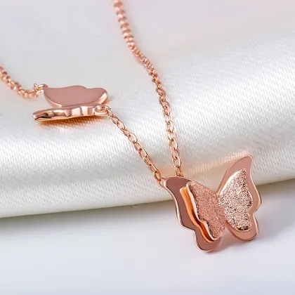 Custom Jewelry Rose Gold Plated Butterfly Necklace