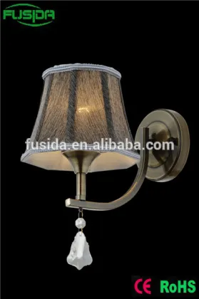 European Grade A Wall Lamp Cloth Lampshade Bedroom/Hotel Project Wall light 110/220V Indoor bracket wall lights with Crystal