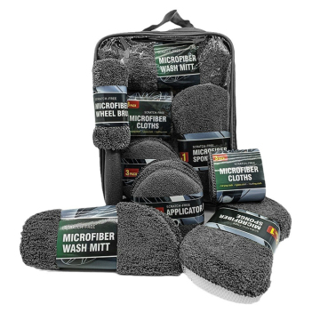 Kit di lavaggio in auto in microfibra professionale: pennello da 9 pezzi, spugna, guanto set per la pulizia di bellezza del veicolo dettagliato