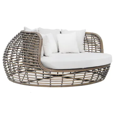 Round Rattan Daybed for Outdoor Garden Furniture