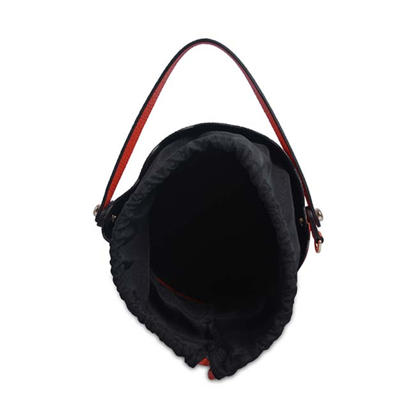 genuine leather large capacity simple style drawstring bucket bag