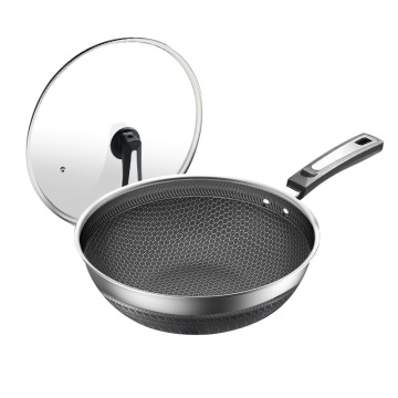 German-made 316 Stainless Steel Stir-Fry Pot: Non-Stick, Five-Layered Cookware with Flat Bottom for Chinese Cuisine