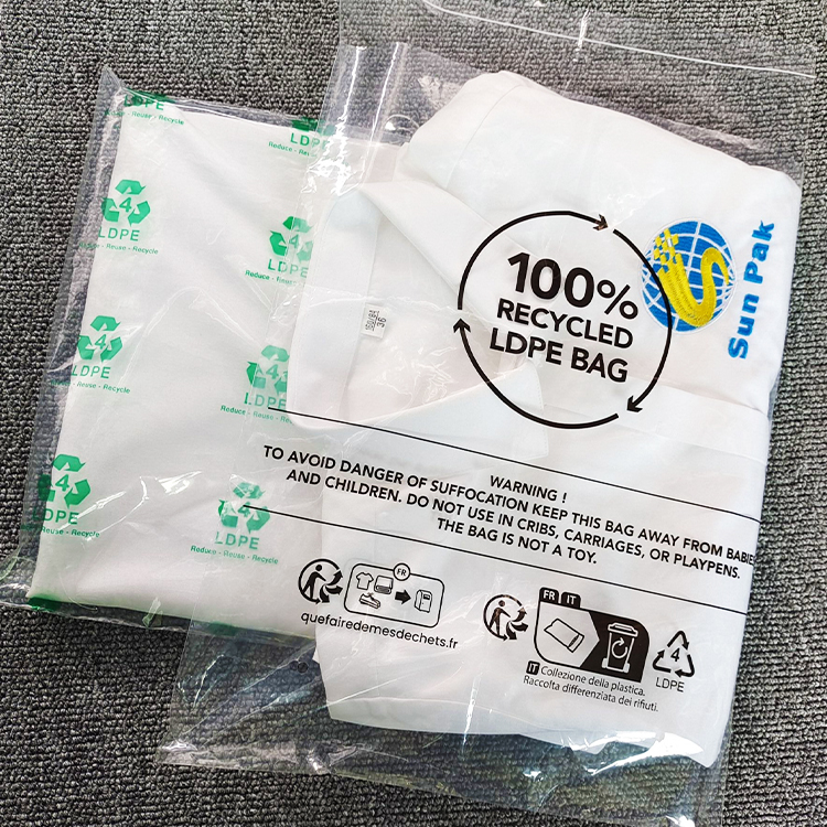Hot Sale 30 50 70 80 100 Recycled Material Customize Logo Printing Clear Plastic Self Adhesive Sealing Bags Grs4