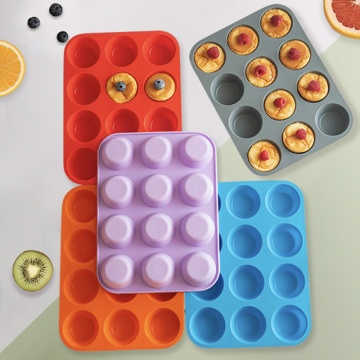 Silicone de qualité alimentaire 12 trou de boulangerie à gâteau de boulangerie moule à gâteau