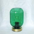 Metal base rechargeable table lamp glass shade