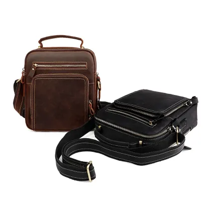 Vintage Leather Crossbody Bag for Men